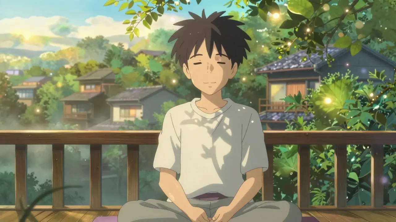 Méditation matinale dans un jardin paisible