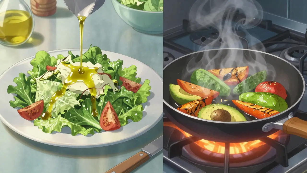 Comparaison entre une salade fraîche et des légumes rôtis à la poêle