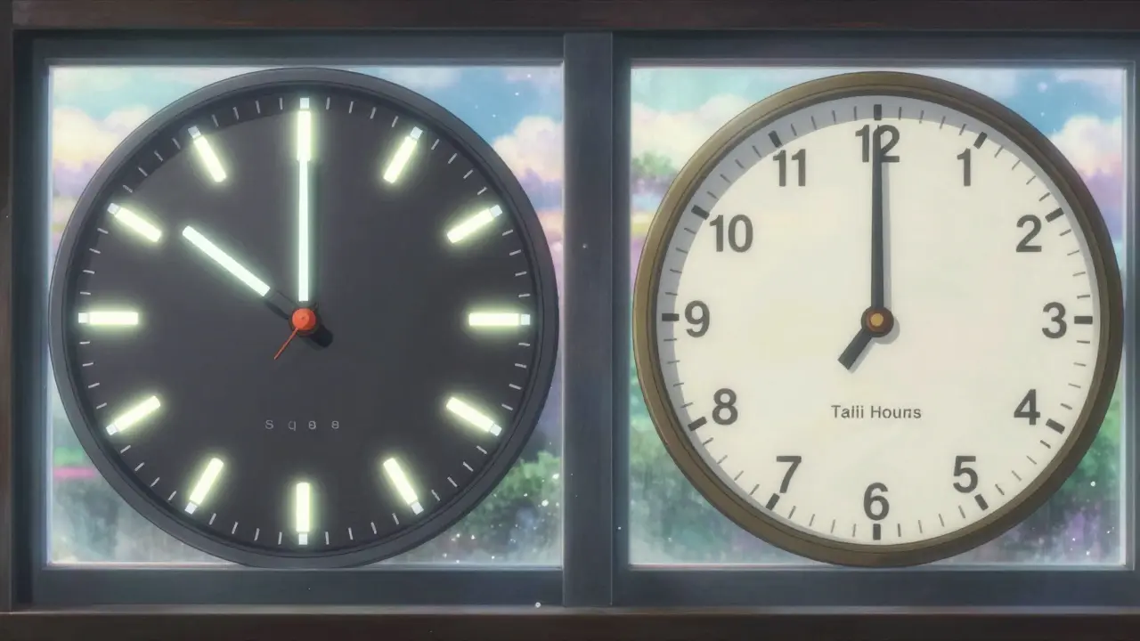 Art de style Makoto Shinkai illustrant les délais d'attente critiques entre les inhibiteurs PDE5 et les nitrates.