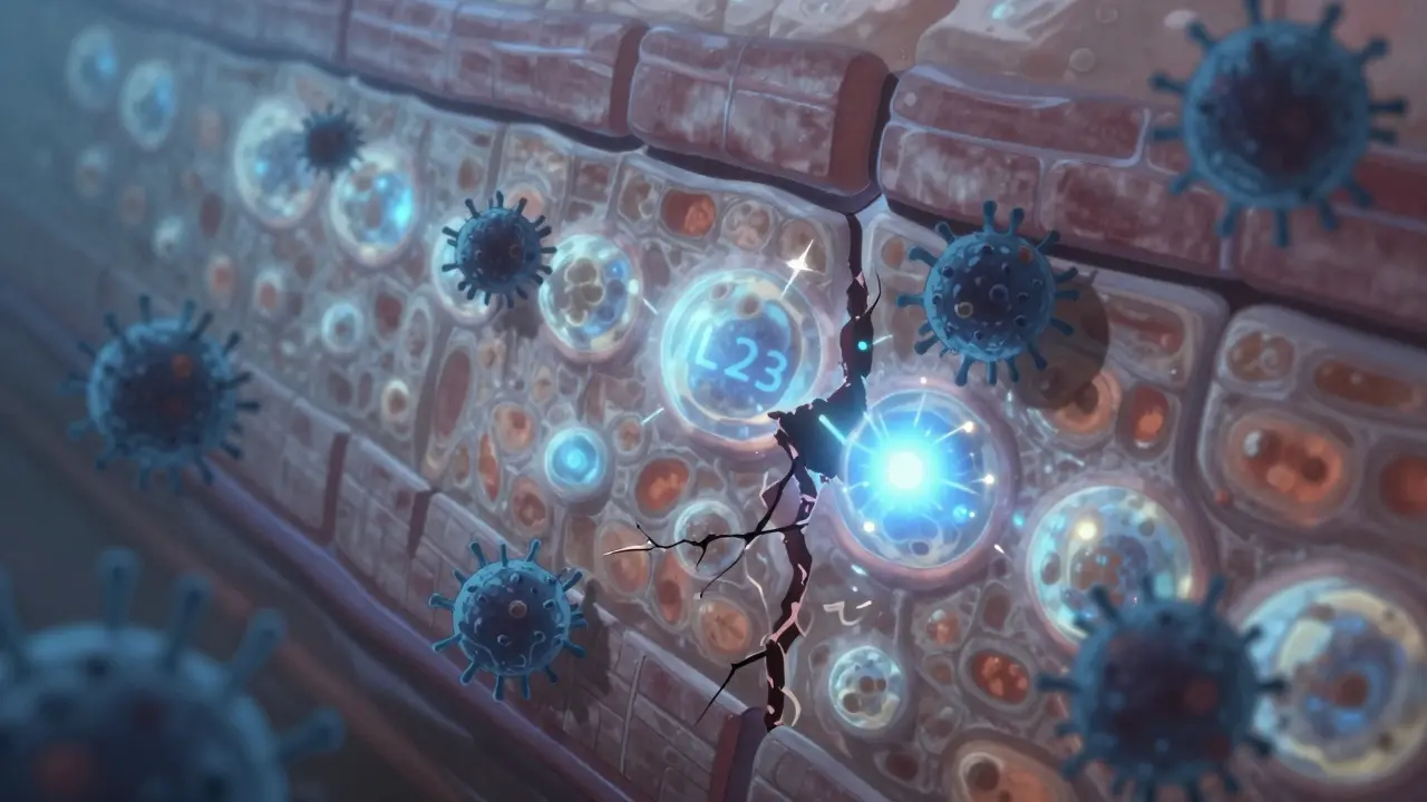 Vue microscopique stylisée de la barrière cutanée face aux infections